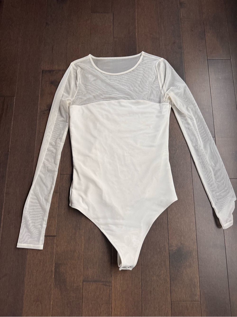 Abercrombie & Fitch White Sheer Mesh Bodysuit